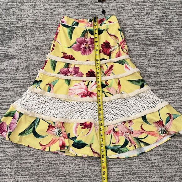 NWT PatBo LAELIA FRINGE TRIM MIDI SKIRT - CANARY Size 0 - Picture 10 of 13